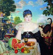Boris Kustodiev The Merchants Wife oil on canvas